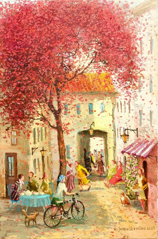 Kiemas su raudonu medžiu